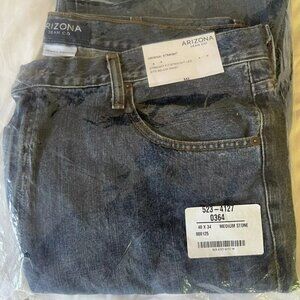 Arizona Jean CO Original Straight Leg Jeans 40x34 Medium Stone Color